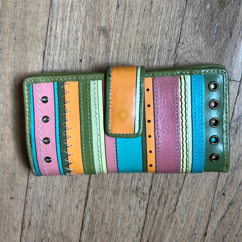 Fossil vintage stripes leather wallet Pastel Stripes HIPSTER!